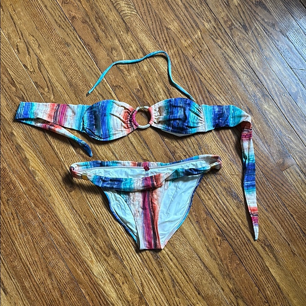 Multicolor Striped Bikini Set